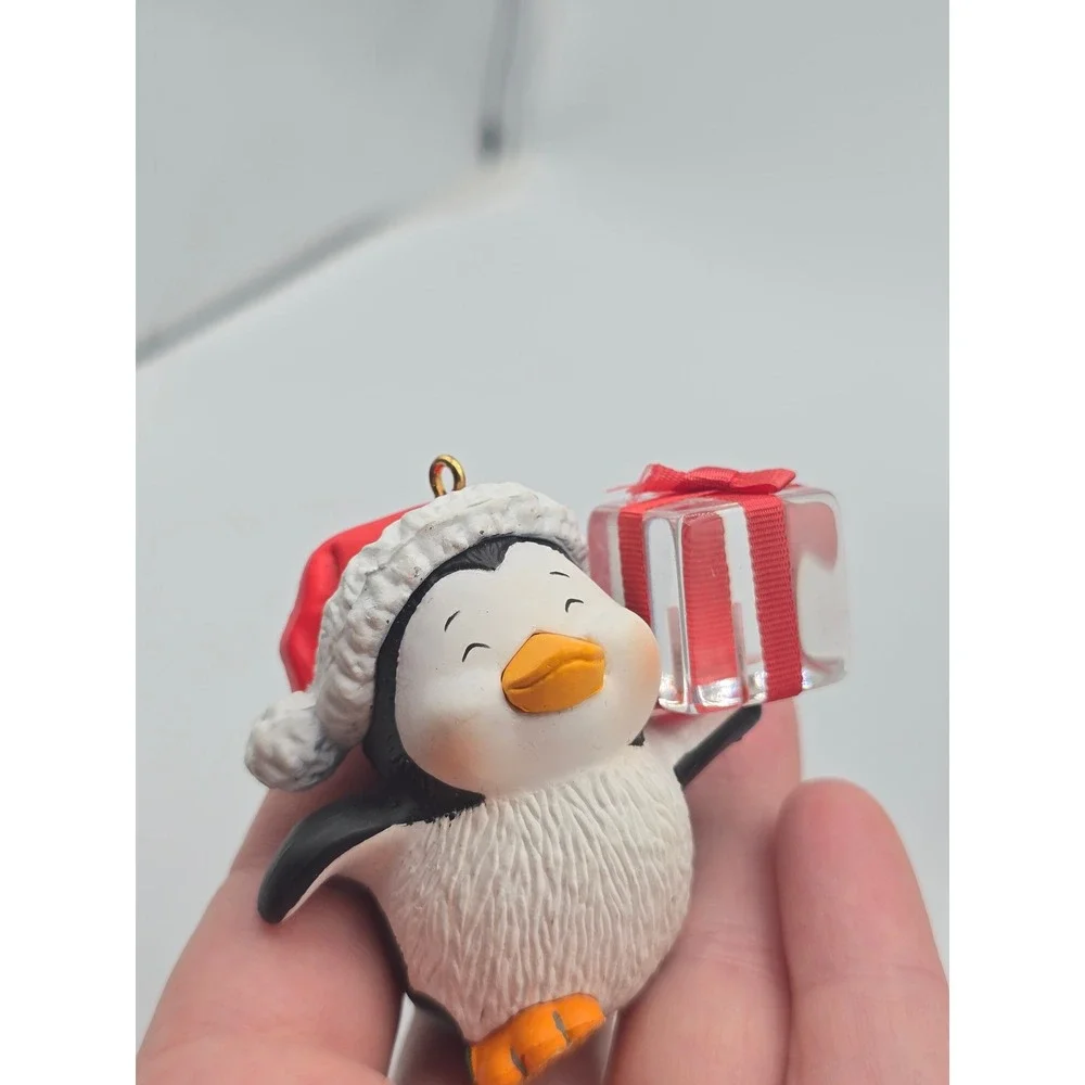 Vintage 80s Enesco Christmas Ornaments 1985 Penguin Walrus Set of 2 w/ Boxes